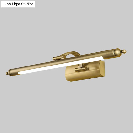 Modern Wall-Mounted Led Vanity Lamp In Brass Finish - Straight Mirror Cabinet Light Fixture