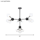 Modern Warehouse Style Chandelier Lamp With Diamond Design - 13’/27.5’/34’ Width Amber/Clear