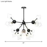 Modern Warehouse Style Chandelier Lamp With Diamond Design - 13’/27.5’/34’ Width Amber/Clear