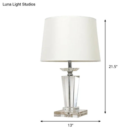 Modern White 1-Light Table Lamp With Beveled K9 Crystal For Living Room Night Lighting