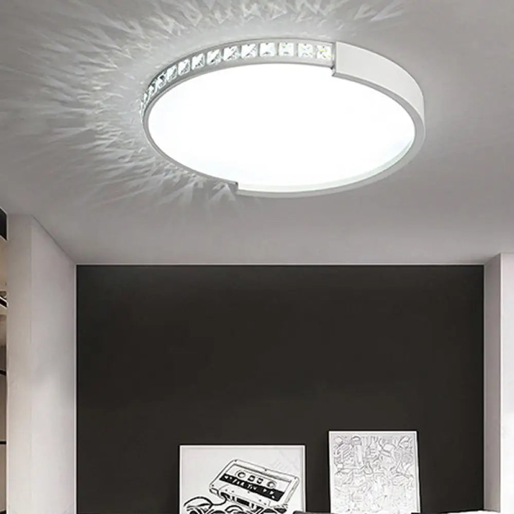 Modern White Acrylic Circle Flush Mount Ceiling Light For Kitchen / 16.5’
