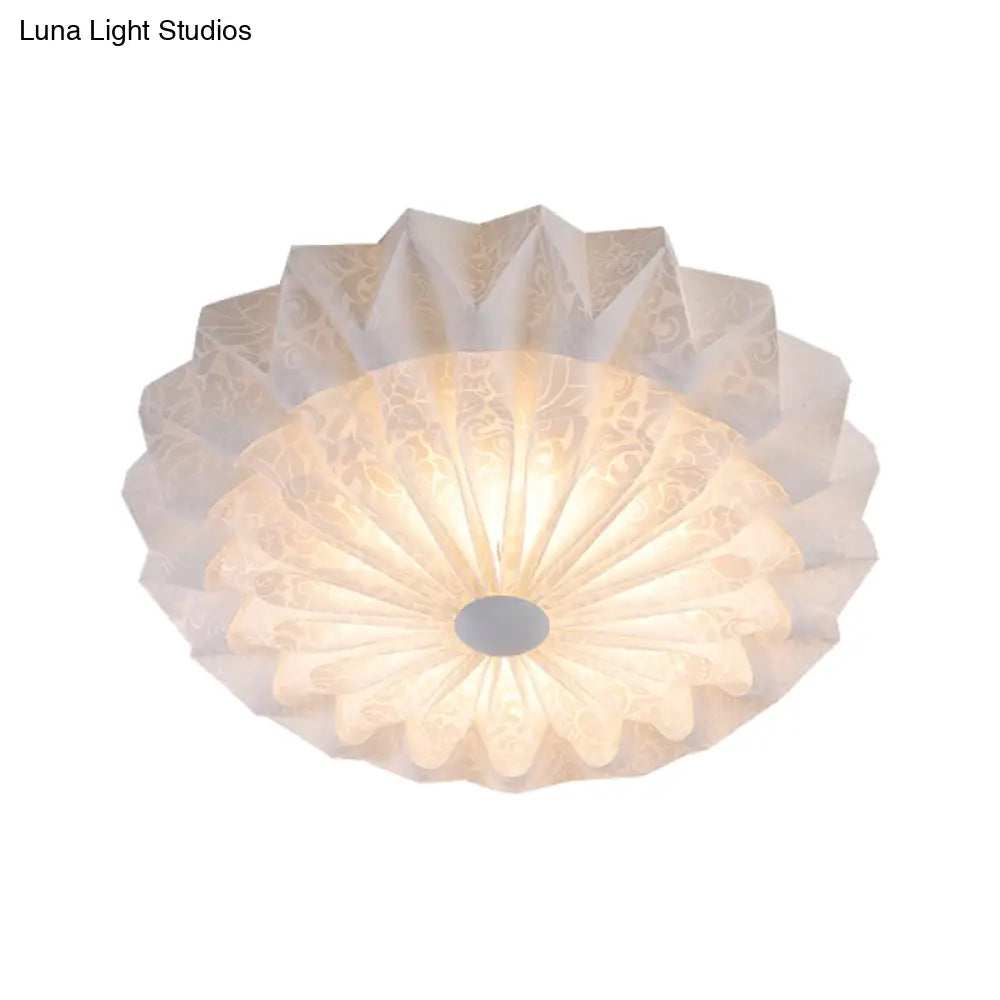 Modern White Acrylic Flush Mount Led Light With Dome Shade - 21’/26’ Wide