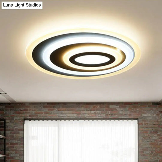 Modern White Acrylic Oval Led Flush Mount Ceiling Light For Bedrooms / 15.5 2 Color