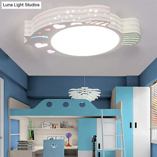 Modern White Acrylic Round Flush Mount Ceiling Light For Bedroom