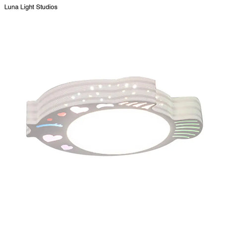 Modern White Acrylic Round Flush Mount Ceiling Light For Bedroom