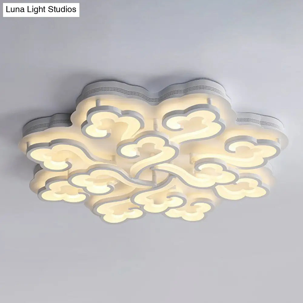 Modern White Auspicious Cloud Led Semi Flush Acrylic Ceiling Light For Living Room