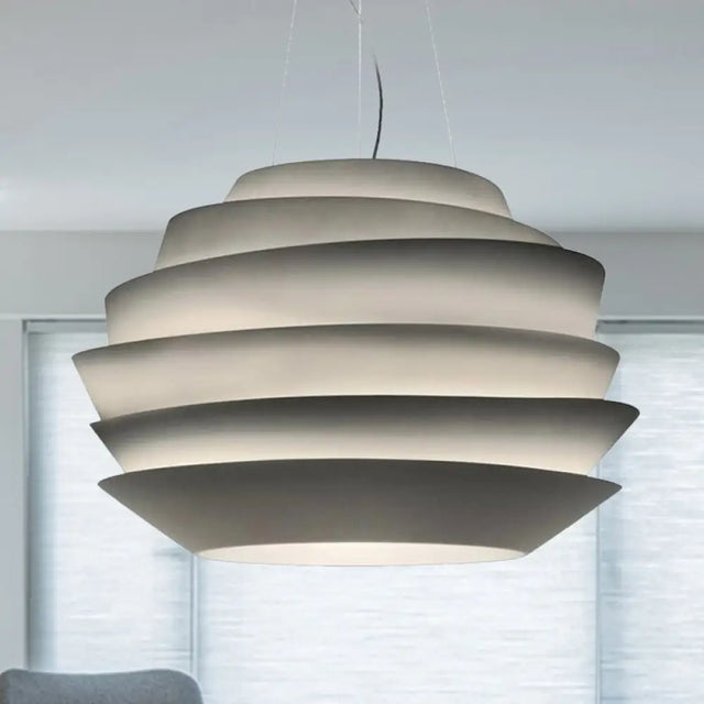 Modern White Bistro Pendant Chandelier with Metallic Finish 6 Tiers 3 Bulbs White