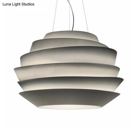 Modern White Bistro Pendant Chandelier with Metallic Finish 6 Tiers 3 Bulbs White