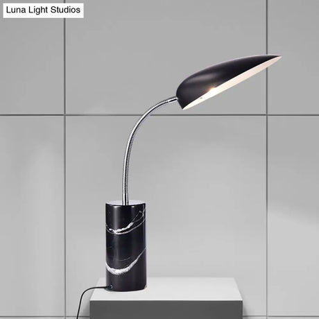 Modern White/Black Finish Led Table Lamp For Study Room - Sharp Tongue Metal Book Light