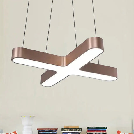 Modern White/Black/Gold Cross Hanging Lamp - 23.5’’/35.5’’ Wide Led Pendant Light With