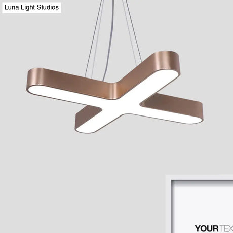 Modern White/Black/Gold Cross Hanging Lamp - 23.5’’/35.5’’ Wide Led Pendant Light With
