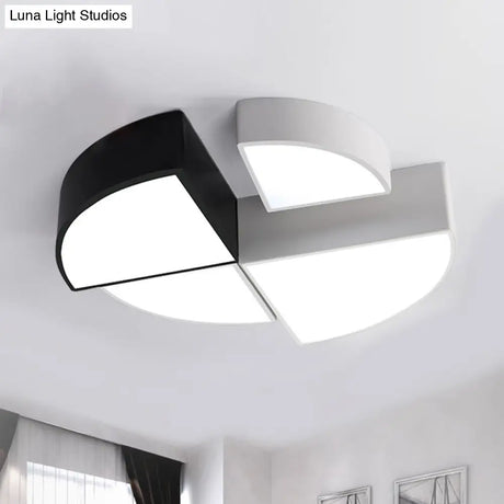 Modern White/Black Sector Flush Led Ceiling Light - Metal Mount 10’/12’/14’ Wide