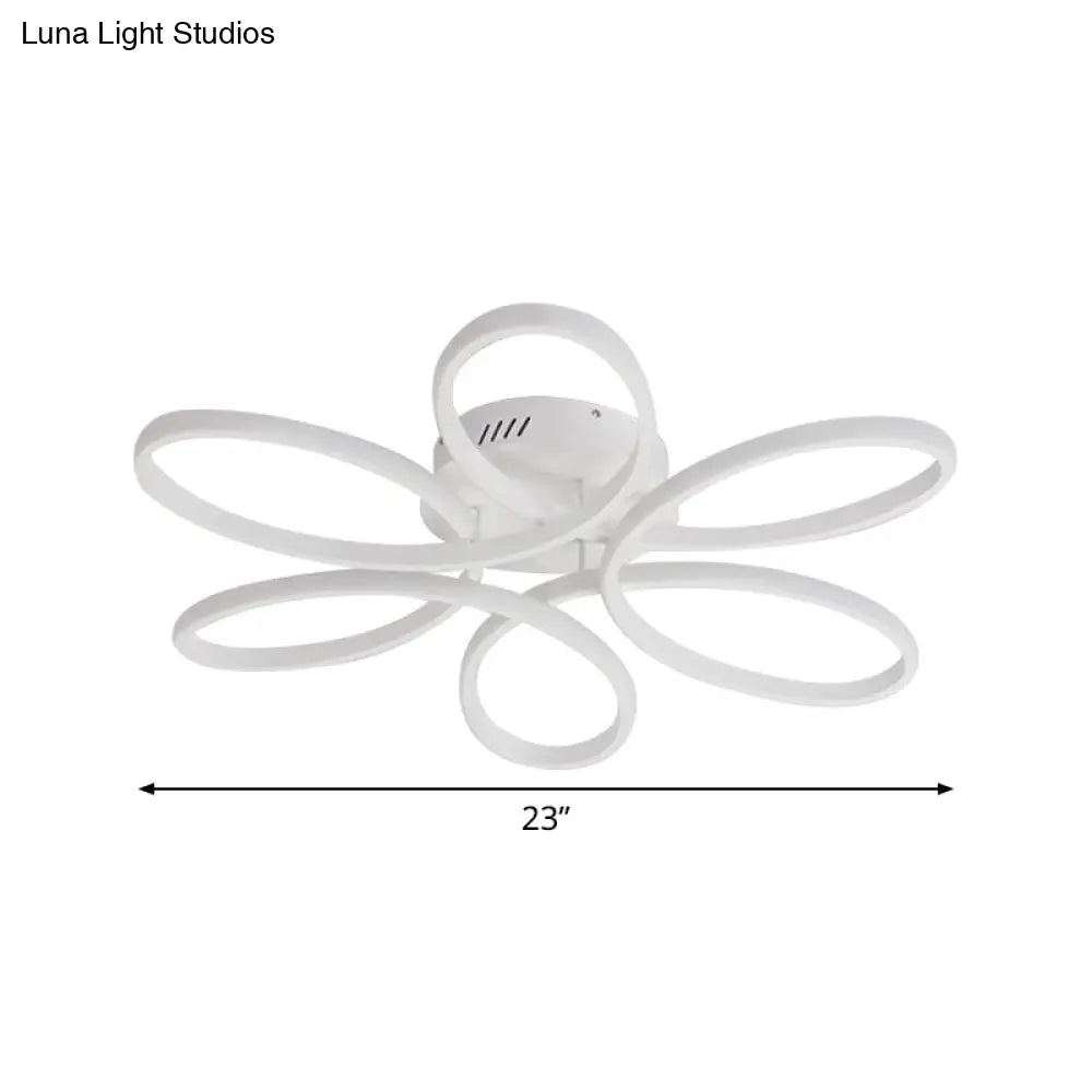 Modern White Blossom Flush-Mount Led Ceiling Lamp (23/29 Inches) For Living Room
