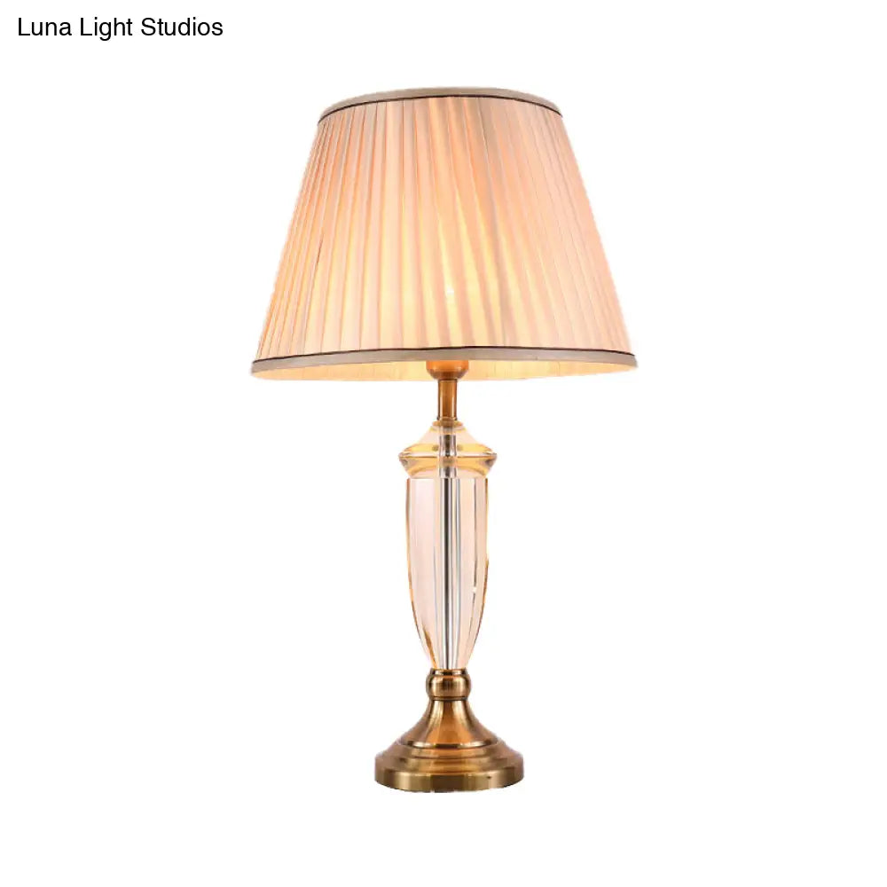 Modern White/Blue Table Lamp With Conical Fabric Shade - Ideal For Dining Room Desks