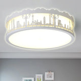 Modern White Circle Ceiling Light Fixture For Nursing Room / 16.5’