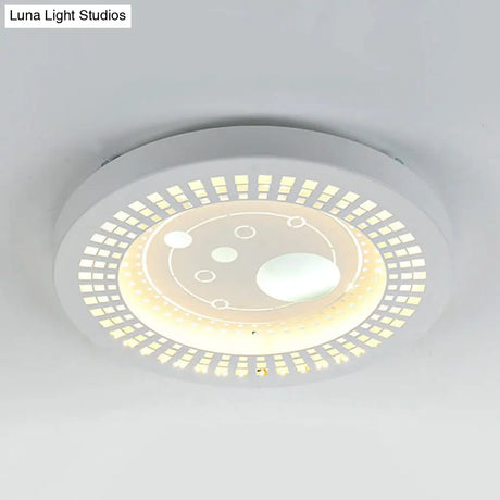 Modern White Circle Shade Ceiling Light - Acrylic Flush Mount For Hallway