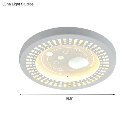Modern White Circle Shade Ceiling Light - Acrylic Flush Mount For Hallway