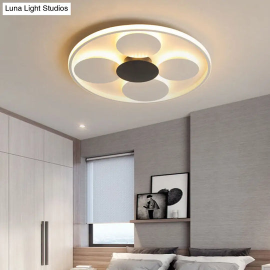 Modern White Circular Acrylic Flush Mount Ceiling Light For Living Room