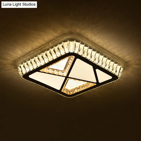 Modern White Crystal Led Ceiling Flush Light For Bedrooms