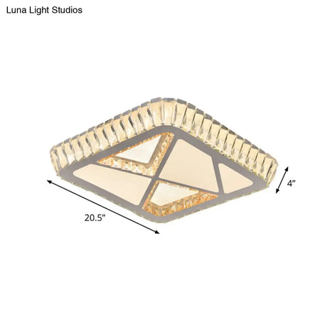 Modern White Crystal Led Ceiling Flush Light For Bedrooms