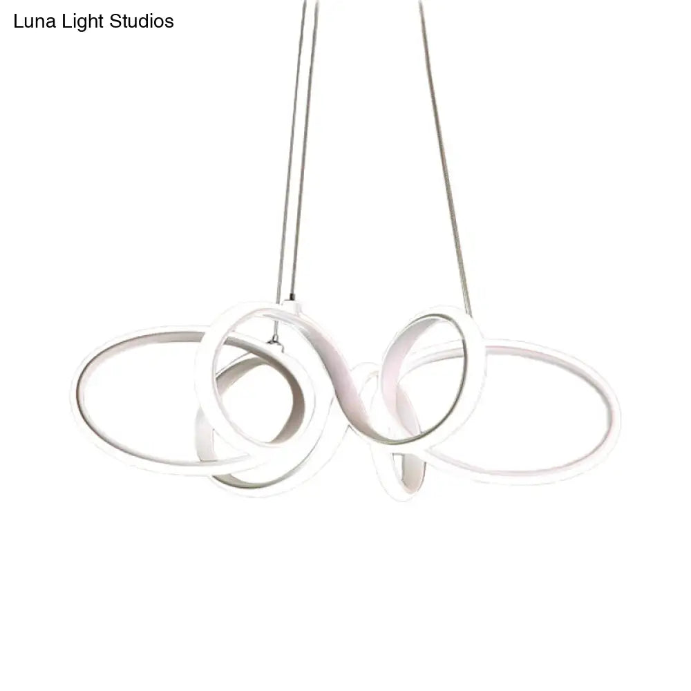 Modern White Curve Chandelier Led Pendant Light Fixture For Bedroom