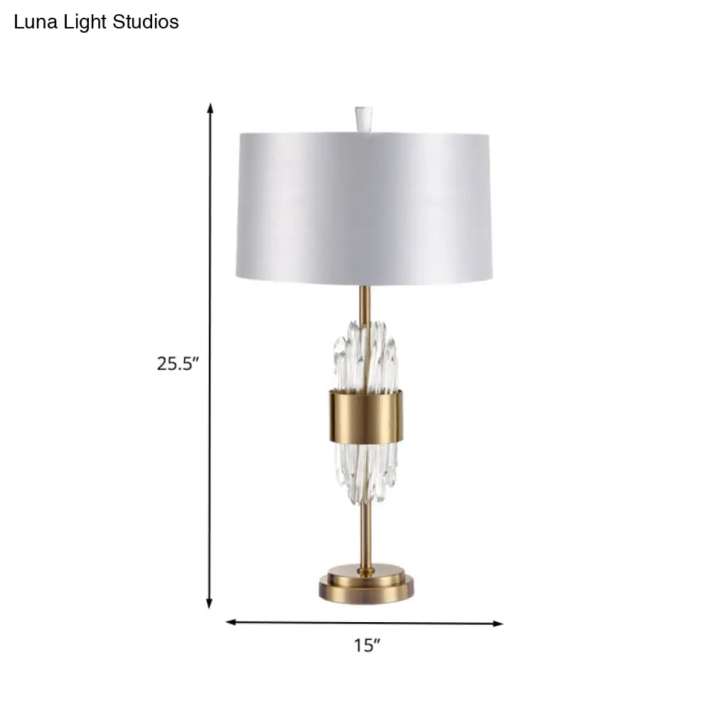 Modern White Desk Lamp For Dining Room With Fabric Shade