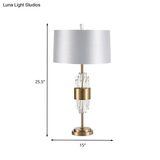 Modern White Desk Lamp For Dining Room With Fabric Shade