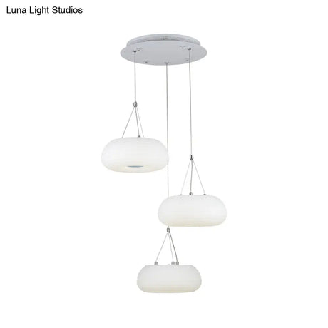 Modern White Doughnut Pendant Lamp: Led Metal Ceiling Light For Dining Room