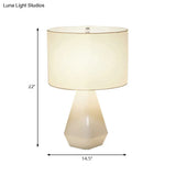Modern White Fabric Drum Reading Book Desk Light For Bedroom