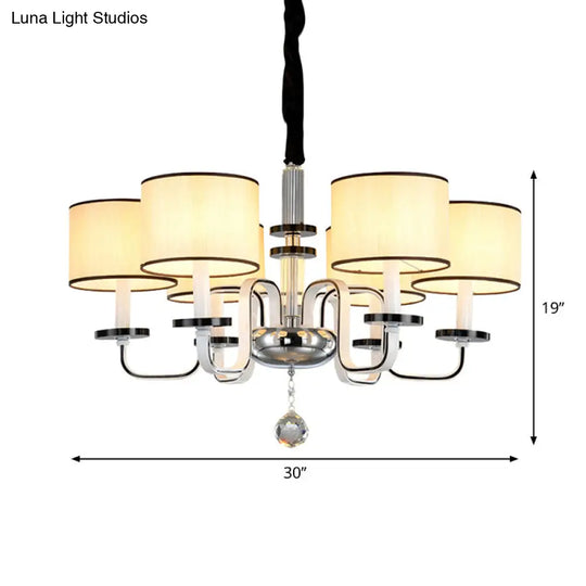 Modern White Fabric Shade Ceiling Chandelier With Multiple Heads For Living Room Suspension