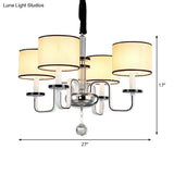 Modern White Fabric Shade Ceiling Chandelier With Multiple Heads For Living Room Suspension