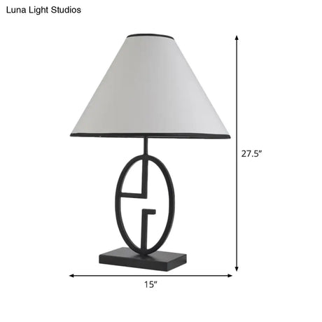 Modern White Fabric Table Light With Flare Design & Metal Base - Small Desk Lamp