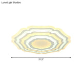 Modern White Floral Layer Led Flush-Mount Light Fixture For Living Room - 8’/19.5’/39’ Wide
