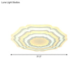 Modern White Floral Layer Led Flush-Mount Light Fixture For Living Room - 8’/19.5’/39’ Wide