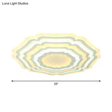 Modern White Floral Layer Led Flush-Mount Light Fixture For Living Room - 8’/19.5’/39’ Wide