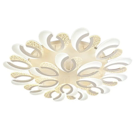 Modern White Floral Led Ceiling Light - Stylish Acrylic Flush Mount For Living Room