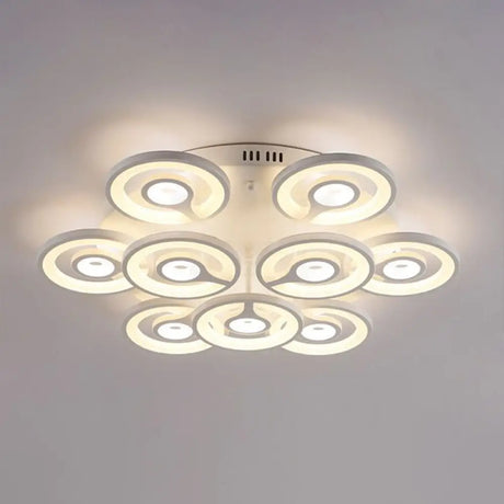Modern White Floral Led Ceiling Light With Acrylic Fixture - Semi-Flush Mount For Living Room