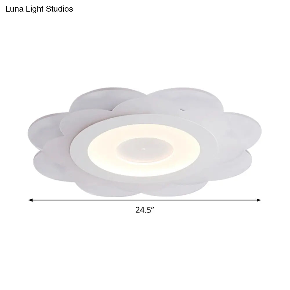 Modern White Floral Led Flush Ceiling Light - 16.5’/20.5’/24.5’ W Acrylic Shade Warm/Cool
