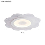 Modern White Floral Led Flush Ceiling Light - 16.5’/20.5’/24.5’ W Acrylic Shade Warm/Cool
