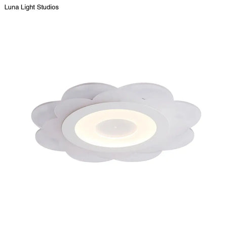 Modern White Floral Led Flush Ceiling Light - 16.5’/20.5’/24.5’ W Acrylic Shade Warm/Cool