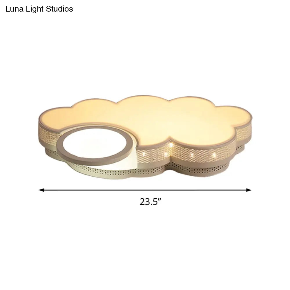 Modern White Flush Mount Led Ceiling Lamp For Baby Room Cloud Acrylic Metal Light Fixture