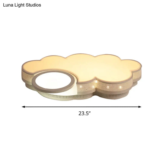 Modern White Flush Mount Led Ceiling Lamp For Baby Room Cloud Acrylic Metal Light Fixture