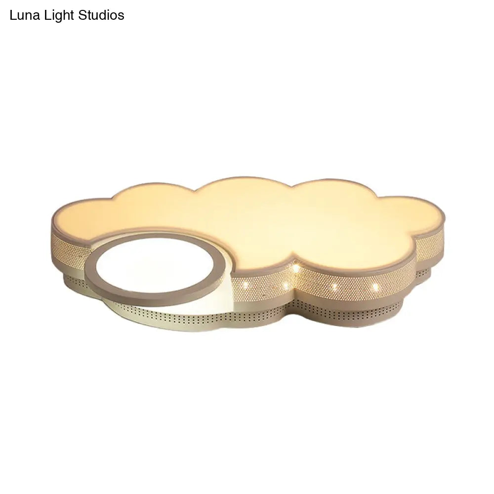Modern White Flush Mount Led Ceiling Lamp For Baby Room Cloud Acrylic Metal Light Fixture