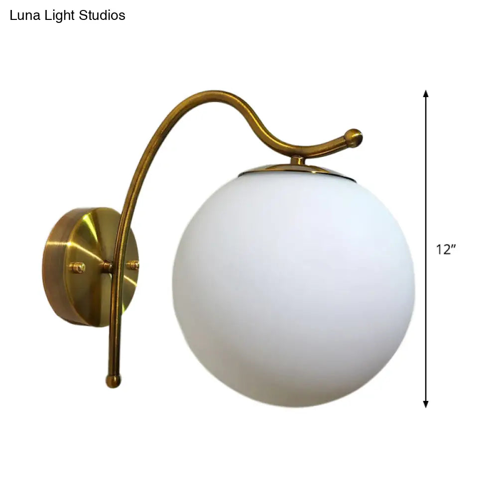Modern White Glass Ball Wall Lamp With Gold Sconce Light Fixture