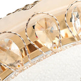 Modern White Glass Bowl Ceiling Lamp With Led Lighting And K9 Crystal Accent - 12/16/19.5 Wide