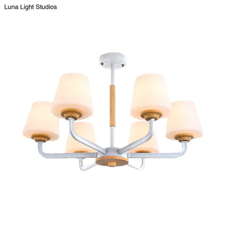 Modern White Glass Cone Chandelier Light Fixture With Multiple Lights For Bedroom - Grey/White/Green