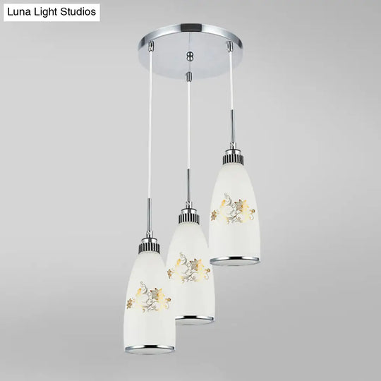 Modern White Glass Hanging Pendant: 3-Light Bottle Multi-Pendant For Restaurants
