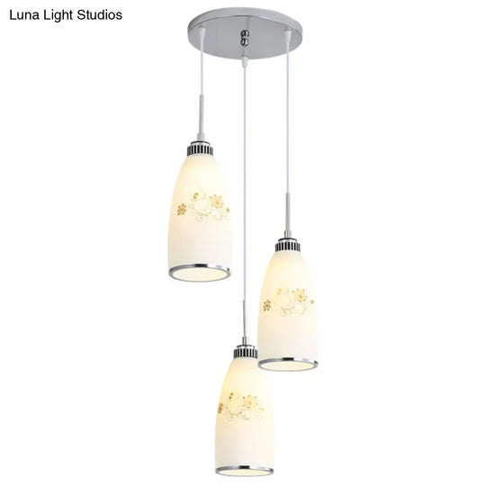Modern White Glass Hanging Pendant: 3-Light Bottle Multi-Pendant For Restaurants