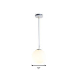 Modern White Glass Pendant Lamp - Opaque Spherical Design For Dining Room Lighting / 10’