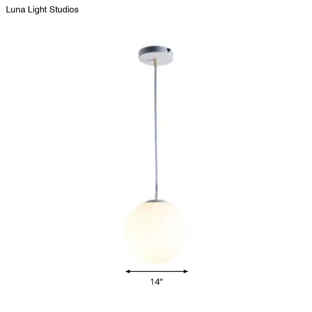 Modern Opaque Glass Hanging Pendant Lamp For Dining Room - White Sphere Design / 14